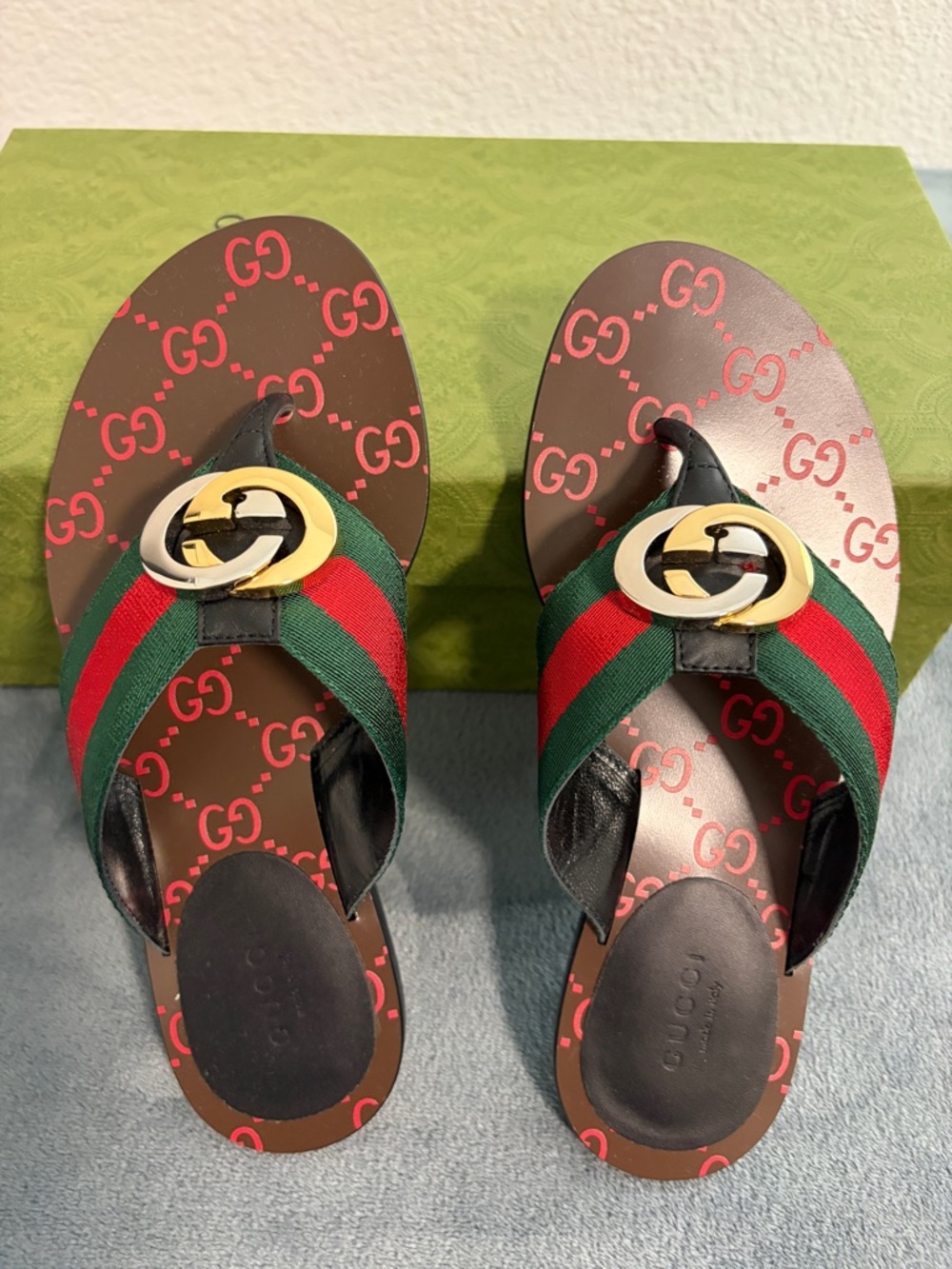 Brand New Women’s Gucci GG Thong Interlocking G Sandals Sz 35.5 (US 5.5) - Picture 7 of 10